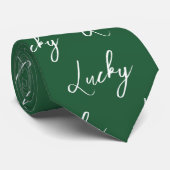 Elegant Lucky Script St Patricks Day Green Pattern Krawatte (Gerollt)