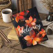 Elegant Luminous Fire Orange Floral Planer