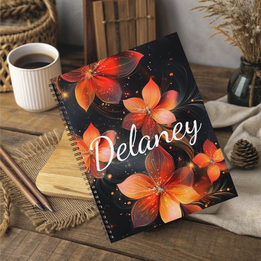 Elegant Luminous Fire Orange Floral Planer