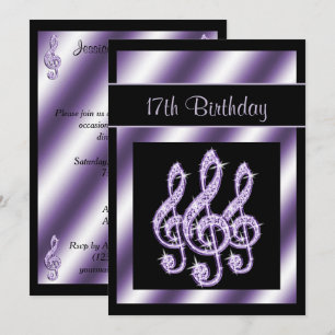 Elegant, luscious Lilac Treble Clefs 17. Geburtsta Einladung