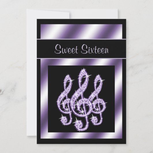 Elegant, luscious Lilac Treble Clefs Sweet 16 Einladung (Vorderseite)
