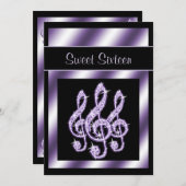Elegant, luscious Lilac Treble Clefs Sweet 16 Einladung (Vorne/Hinten)