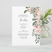 Elegant Lush Blush Bloral Beide Eltern Hochzeit Einladung (Stehend Vorderseite)