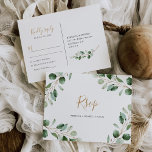 Elegant Lush Eukalyptus Greenery UAwg Postkarte<br><div class="desc">Diese individuell gestaltbare UAwg Postcard ist für die Abstimmung mit unserer Hochzeitskollektion Moody Greenery konzipiert und verfügt über üppige Aquarellgrün-Eukalyptus-Blätter,  gepaart mit einem trendigen Script-Schriftart in Gold und klassischem Serif-Schriftart in Grau. Um erweiterte Änderungen vorzunehmen,  klicken Sie unter Anpassen dieser Vorlage auf "Klicken Sie,  um weitere Anpassungen vorzunehmen".</div>