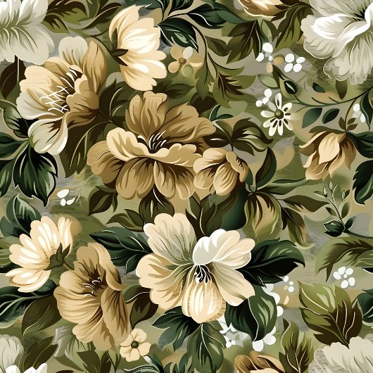 Elegant lush greenery and gold flowers curtain duschvorhang
