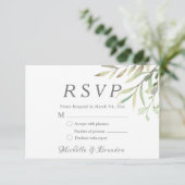 elegant lush water-colored wedding RSVP karte (Stehend Vorderseite)