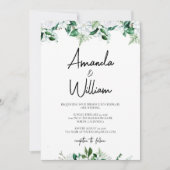 Elegant Lush White Floral and Greenery Wedding Einladung (Vorderseite)