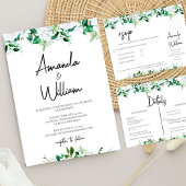 Elegant Lush White Floral and Greenery Wedding Einladung