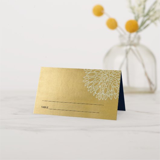 ELEGANT LUX NAVY GOLD DAHLIA FLORA BAR BAT MITZVAH PLATZKARTE (Vorderseite)