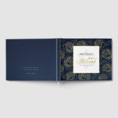 ELEGANT LUX NAVY GOLD ROSE FLORAL BAR BAT MITZVAH GÄSTEBUCH (Voll)