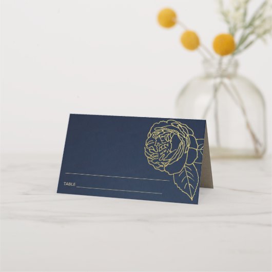 ELEGANT LUX NAVY GOLD ROSE FLORAL BAR BAT MITZVAH PLATZKARTE (Vorderseite)