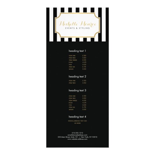 Elegant Luxe Bold Black and White Stripes Werbekarte (Vorne)