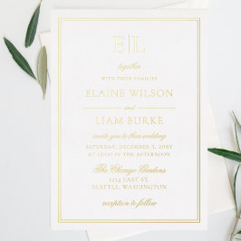 Elegant Luxe Gold Calligraphy Modern Wedding Foi Folieneinladung