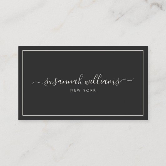 Elegant Luxe Script Calligraphy Chic Black Ivory Visitenkarte (Vorderseite)