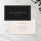 Elegant Luxe Script Calligraphy Chic Black Ivory Visitenkarte