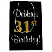 Elegant, luxuriös, Imitate Gold Look 31. Geburtsta Mittlere Geschenktüte (Vorderseite)