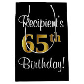Elegant, luxuriös, Imitate Gold Look 65. Geburtsta Mittlere Geschenktüte (Vorderseite)