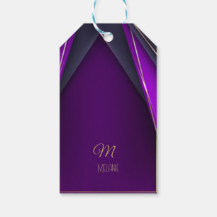 Elegant Luxuriös Violett Gold Monogramm Moderne Gl Geschenkanhänger