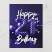 Elegant Luxuriöse Funkelnd Lila 21. Geburtstag Postkarte (Vorderseite)