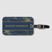 Elegant Luxurious Blue Navy Gold Wild Lily Gepäckanhänger (Vorderseite (Horizontal))