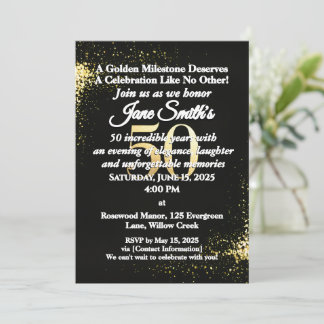 Elegant Luxurious Gold Foil 50. Geburtstag Einladung