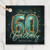 Elegant Luxurious Teal and Gold 60th Birthday Geschenkanhänger (Vorderseite)