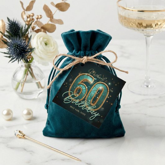 Elegant Luxurious Teal and Gold 60th Birthday Geschenkanhänger