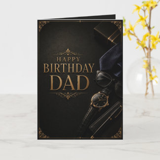 Elegant Luxury Black & Gold Birthday Card for Dad Karte