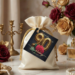 Elegant Luxury Black Gold Red Rose 90th Birthday Geschenkanhänger