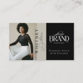 Elegant Luxury Black Interior Designer Photo Logo Visitenkarte (Vorderseite)