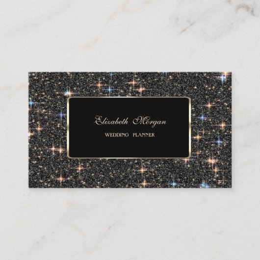 Elegant Luxury Black Sparkle Glitzer Bokeh Visitenkarte (Vorderseite)