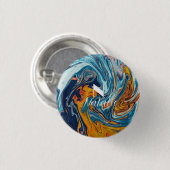 Elegant Luxury Blue Gold Monogram Button (Vorne & Hinten)