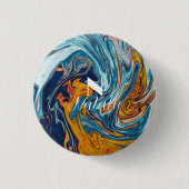 Elegant Luxury Blue Gold Monogram Button (Vorderseite)