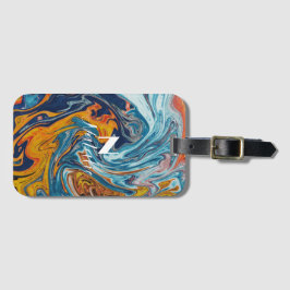 Elegant Luxury Blue Gold Monogram Gepäckanhänger