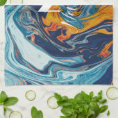 Elegant Luxury Blue Gold Monogram Geschirrtuch (Gefaltet)