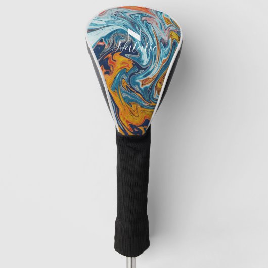 Elegant Luxury Blue Gold Monogram Golf Headcover (Vorderseite)