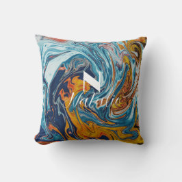 Elegant Luxury Blue Gold Monogram Kissen