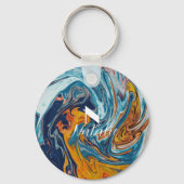 Elegant Luxury Blue Gold Monogram Schlüsselanhänger (Vorderseite)