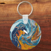 Elegant Luxury Blue Gold Monogram Schlüsselanhänger (Vorderseite)