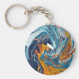 Elegant Luxury Blue Gold Monogram Schlüsselanhänger