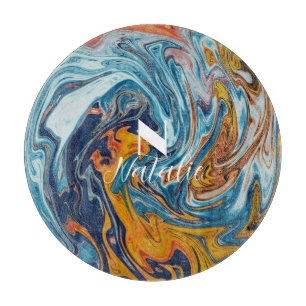 Elegant Luxury Blue Gold Monogram Schneidebrett