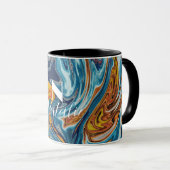 Elegant Luxury Blue Gold Monogram Tasse (VorderseiteRechts)