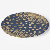 Elegant Luxury Blue Gold Rhinestones Jewels Bling Pappteller (Schrägansicht)