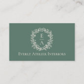 Elegant Luxury Boutique Floral Monogram Crest Logo Visitenkarte (Vorderseite)