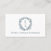 Elegant Luxury Boutique Floral Monogram Crest Logo Visitenkarte (Vorderseite)