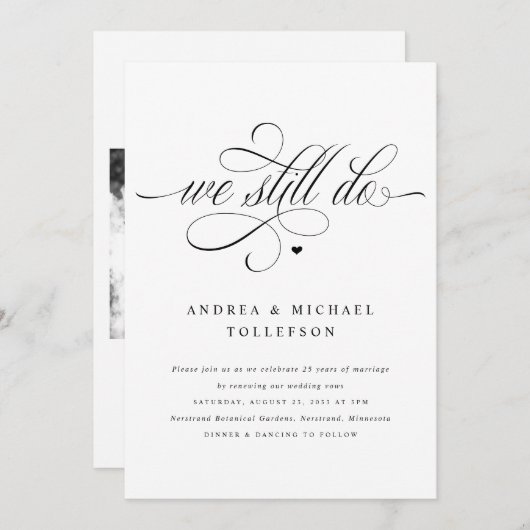 Elegant Luxury Calligraphy Wedding Vow Renewal Einladung (Vorne/Hinten)