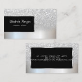 Elegant Luxury Chic Silver Glitzer Bokeh Ombre Visitenkarte (Vorne/Hinten)