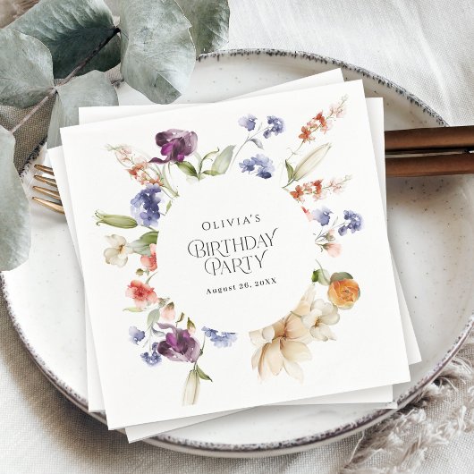 Elegant Luxury Floral Birthday Party for Her Serviette
