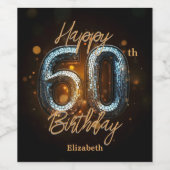 Elegant Luxury Gold Mosaik auf Black 60. Geburtsta Weinetikett (Einzelnes Label)