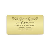 Elegant Luxury Gold Verzierte Hochzeit Adressaufkleber (Vorne)